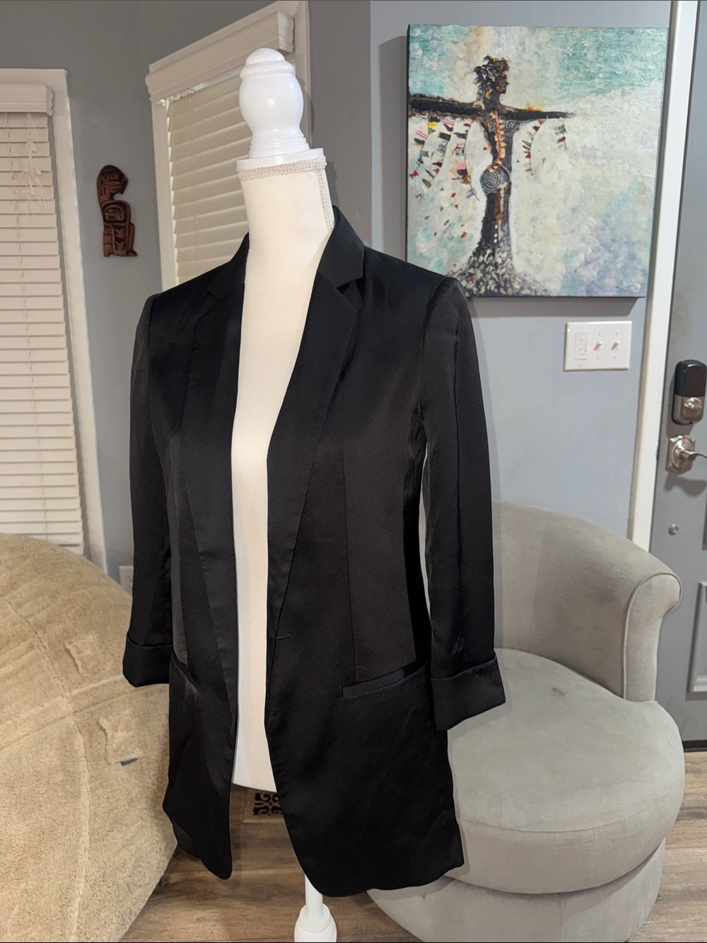 Express Silk Women's Open Front Blazer Jacket Size XS